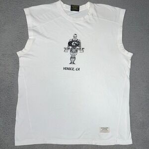 VTG Gold's Gym Venice CA Tank Top Men's Size XL White Bodybuilding Muscle Shirt